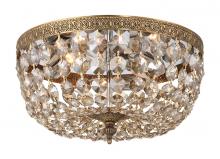 Crystorama 712-OB-GT-MWP - Crystorama 3 Light Golden Teak Hand Cut Olde Brass Flush Mount