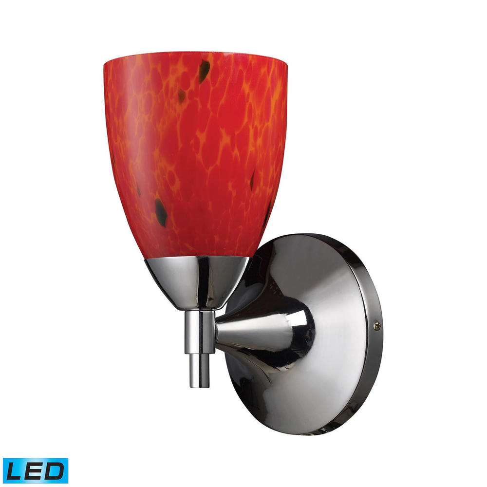 Celina 1-Light Wall Lamp in Polished Chrome with Fire Red Glass - Includes LED Bulb