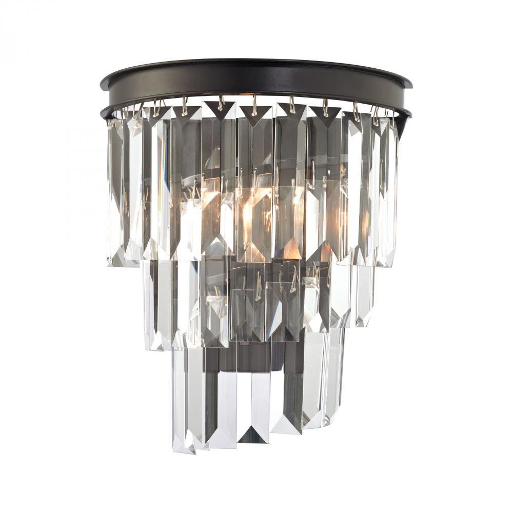 Palacial 1-Light Sconce in Oil Rubbed Bronze with Clear Crystal