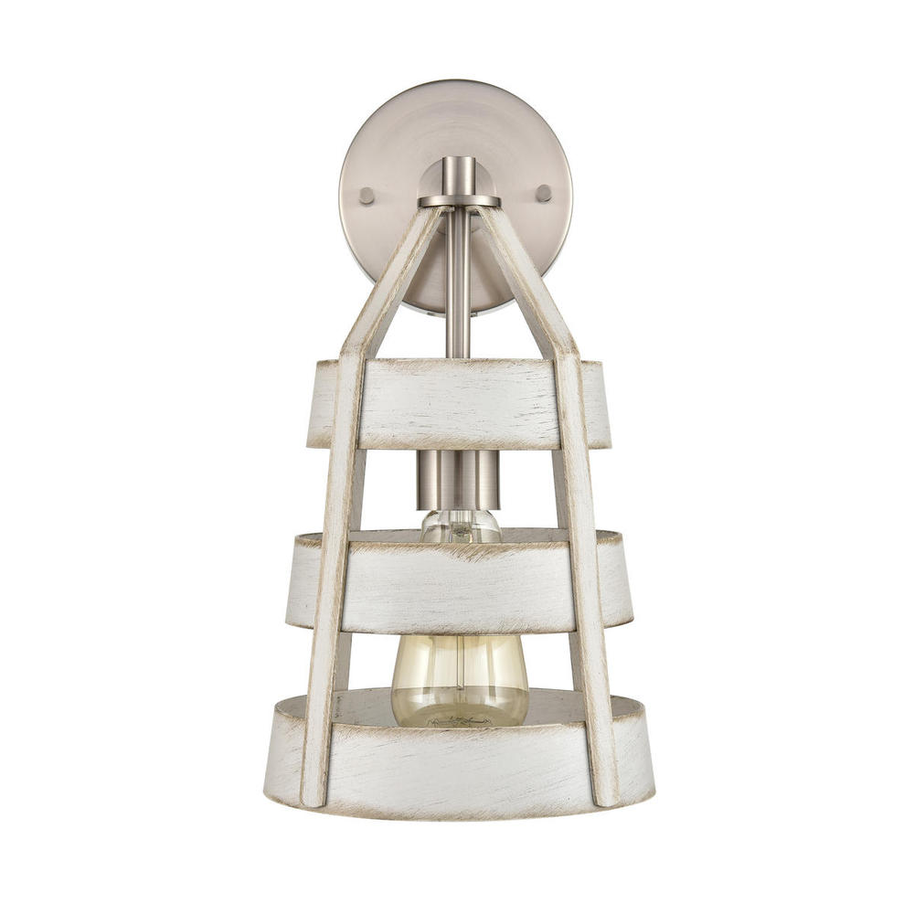 Brigantine 1 light sconce in Antique White/Satin Nickel