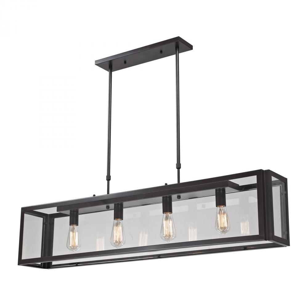 Parameters 4-Light Linear Chandelier in Bronze with Clear Glass