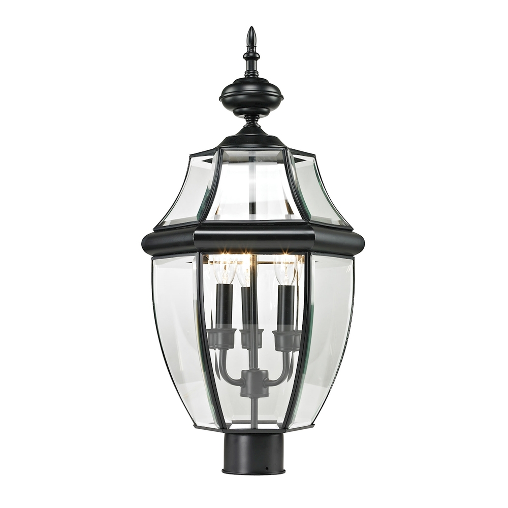 Ashford 3-Light Post Mount Lantern in Black - Large