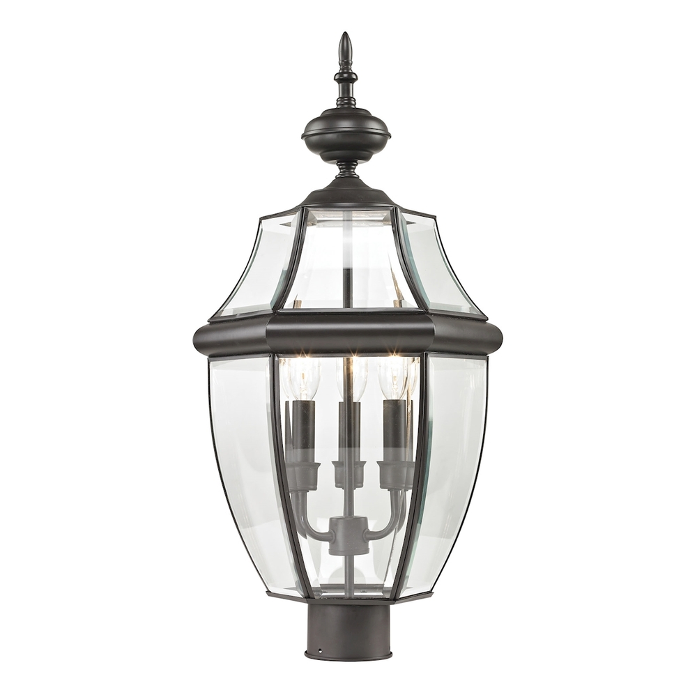 Ashford 3-Light Post Mount Lantern in Oil Rubbed Bronze - Large