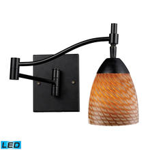 ELK Home Plus 10151/1DR-C-LED - Celina 1-Light Swingarm Wall Lamp in Dark Rust with Coco Glass - Includes LED Bulb