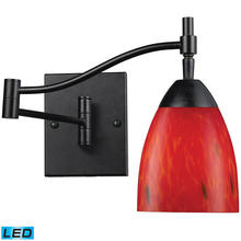 ELK Home Plus 10151/1DR-FR-LED - Celina 1-Light Swingarm Wall Lamp in Dark Rust with Fire Red Glass - Includes LED Bulb