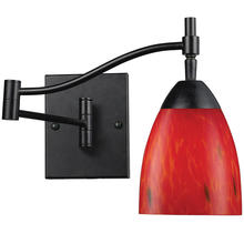 ELK Home Plus 10151/1DR-FR - Celina 1-Light Swingarm Wall Lamp in Dark Rust with Fire Red Glass