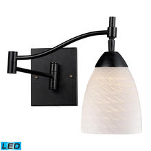 ELK Home Plus 10151/1DR-WS-LED - Celina 1-Light Swingarm Wall Lamp in Dark Rust with White Swirl Glass - Includes LED Bulb