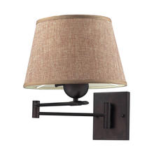 ELK Home Plus 10291/1 - Swingarms 1-Light Swingarm Wall Lamp in Aged Bronze with Beige Linen Shade