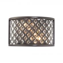 ELK Home Plus 32100/2 - Genevieve 2-Light Sconce in Oil Rubbed Bronze with Crystal and Mesh Shade