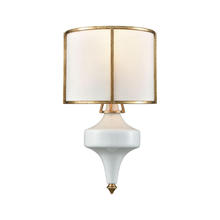 ELK Home Plus 33050/1 - Ceramique 1-Light Sconce in White and Antique Gold Leaf with White Fabric Shade
