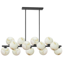 Dainolite GVA-4013HP-MB - 13 Light Matte Black Horizontal Pendant w/ Alabaster Glass