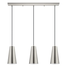 Eglo Canada 201531A - 3 LT Linear Pendant w/ Matte Nickel Finish & Matte Nickel Cone Shaped Metal Shades