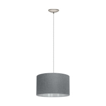 Eglo Canada 202943A - 1 LT Pendant w/ Matte Nickel Finish & Grey w/ Silver Interior Fabric Shade