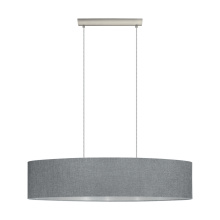 Eglo Canada 202944A - 2 LT Oval Pendant w/ Matte Nickel Finish & Grey w/ Silver Interior Fabric Shade