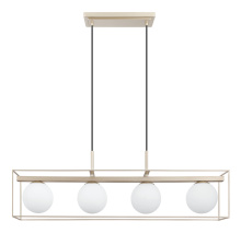Eglo Canada 204215A - 4 LT Linear Pendant w/ Champagne Finish & White Glass  Shades