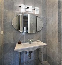 Eglo Canada 204486A - 3 LT Integrated LED LED Bath/Vanity Light w/ Black Finish & Clear Seedy Acrylic Shade