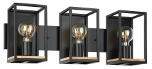 Eglo Canada 205363A - 3 LT Bath/Vanity Light w/ Black Finish and Wood Accents