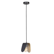 Eglo Canada 205683A - 1 LT Mini Pendant w/ Black Finish & Black w/ Brushed Gold Interior Shades
