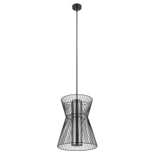 Eglo Canada 205841A - 1 LT Pendant w/ Black Finish & Metal Cage Frame Surrounding Transparent Smoked Glass