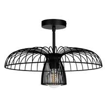 Eglo Canada 206263A - 1 LT Dual Mount Ceiling or Pendant Light w/ Black Finish & Black Metal Cage Shade