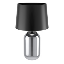 Eglo Canada 390063A - 1 LT Table Lamp w/ Chrome Smoked Glass Base & Black Metal Shade