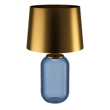 Eglo Canada 390064A - 1 LT Table Lamp w/ Transparent Indigo Glass Base & Brushed Gold Metal Shade