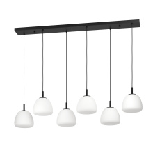 Eglo Canada 390203A - 6 LT Linear Pendant w/ Black Finish & White Opal Glass Shades