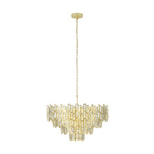 Eglo Canada 39614A - 10 LT Chandelier w/ Brass Finish & Clear Glass Crystal Elements